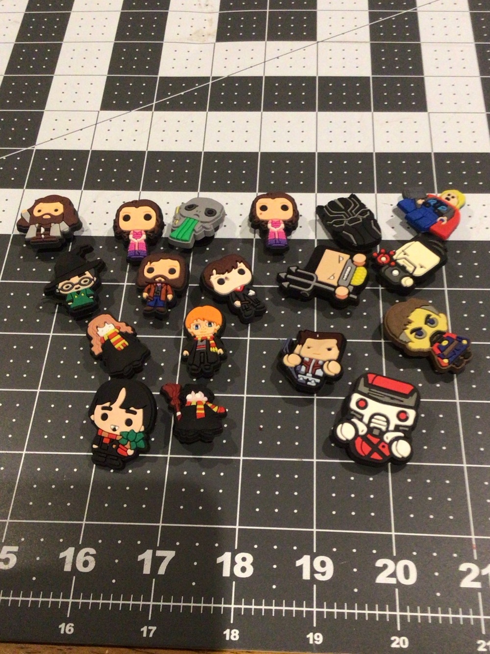 Super Hero and Harry Potter Rubber Charm Set - Multicolor